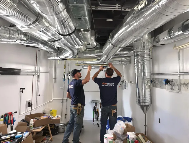 Weston Air Duct Cleaning technician applying professional duct sealing solutions in Weston