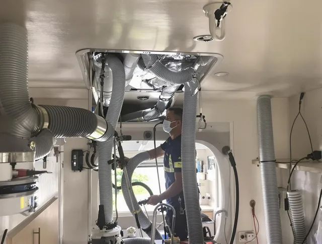 Weston Air Duct Cleaning specialist performing precise mobile home duct cleaning in Weston